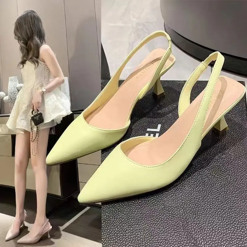 New Luxury High Heel Women\'s Sandals Shallow Mouth Lacquer Leather Baotou Super High Heel Style Pointed Fashion Women\'s Shoes