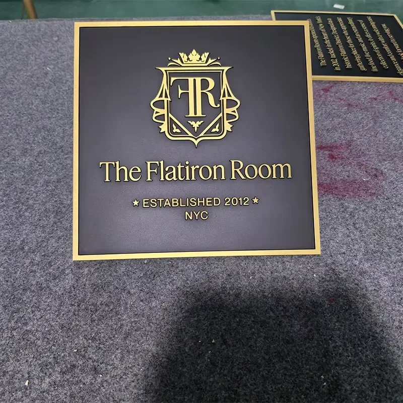 Polished Solid Brass Hotel Villa Entrance Plaque Custom Engraved Double Sided Wall Mounted Metal Sign Brass Plaque