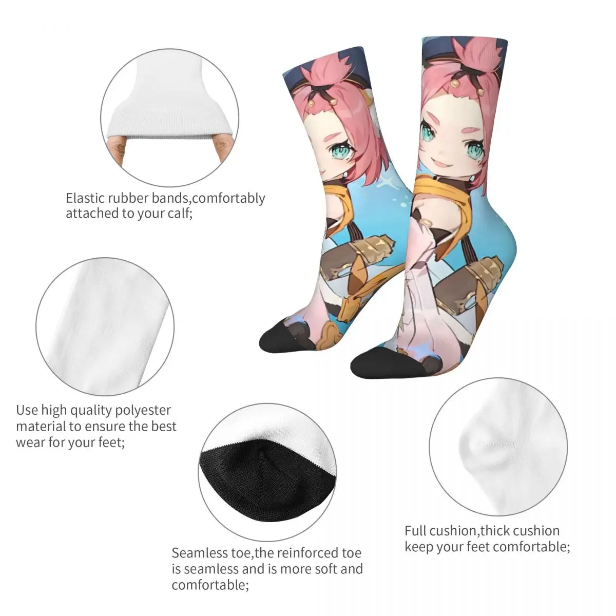 Calcetines de impacto Diona Genshin, medias de invierno bonitas de Anime, calcetines modernos de alta calidad para mujer, calcetines antideslizantes estampados para ciclismo