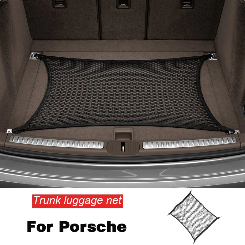 

Car Mesh Elastic Nylon Rear Back Cargo Trunk Storage Organizer Luggage Net Holder For Porsche Cayenne Panamera Macan All Series