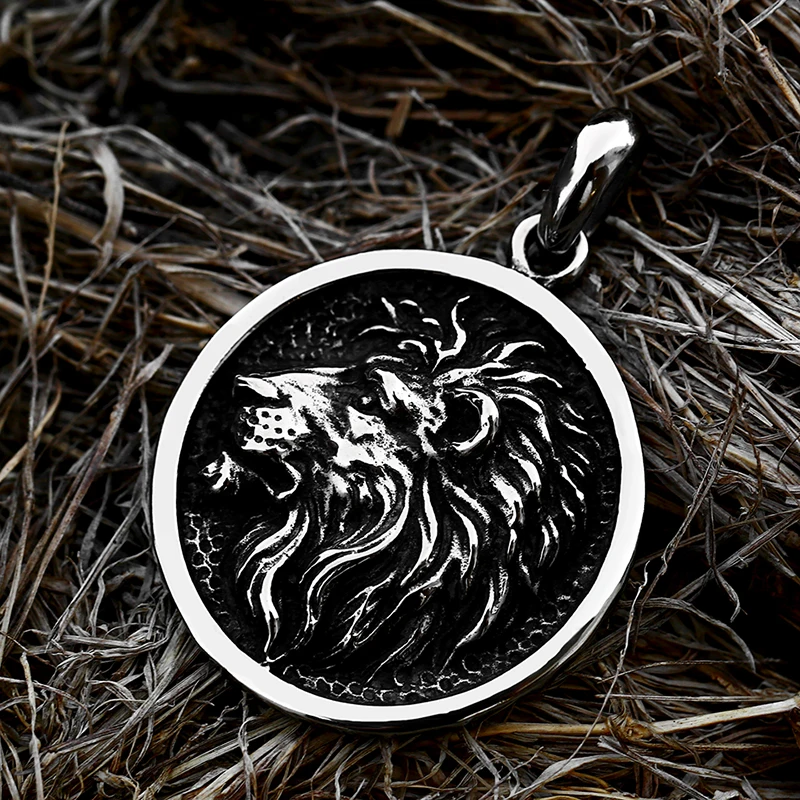 BEIER Domineering rough Punk round Lion wolf tiger pendant necklace Stainless Steel for man Animal jewelry BP8-828