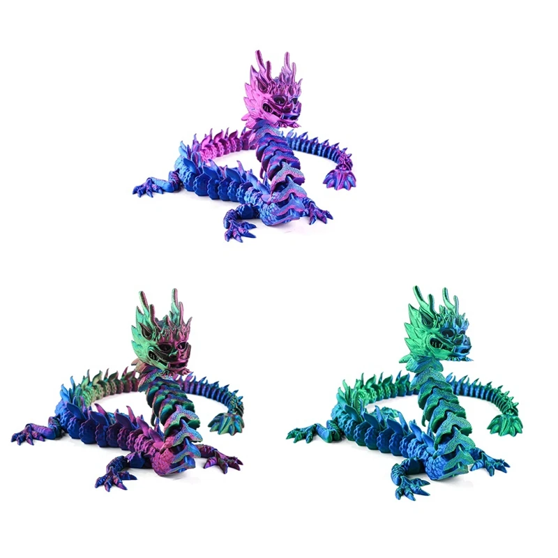 3 PCS 3D Printing Dragon In Eggs, 33Cm Mobile Crystal Dragon, PLA Multicolor Dragon Figure, Toy Home, Office, Desk Decoration