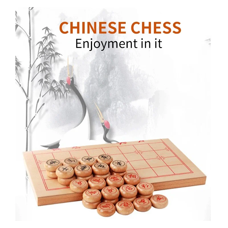 Traditional China Chess Various Sizes Beech Wood Color Piece Wooden Folding Board Game Portable Puzzle Chess Games Set