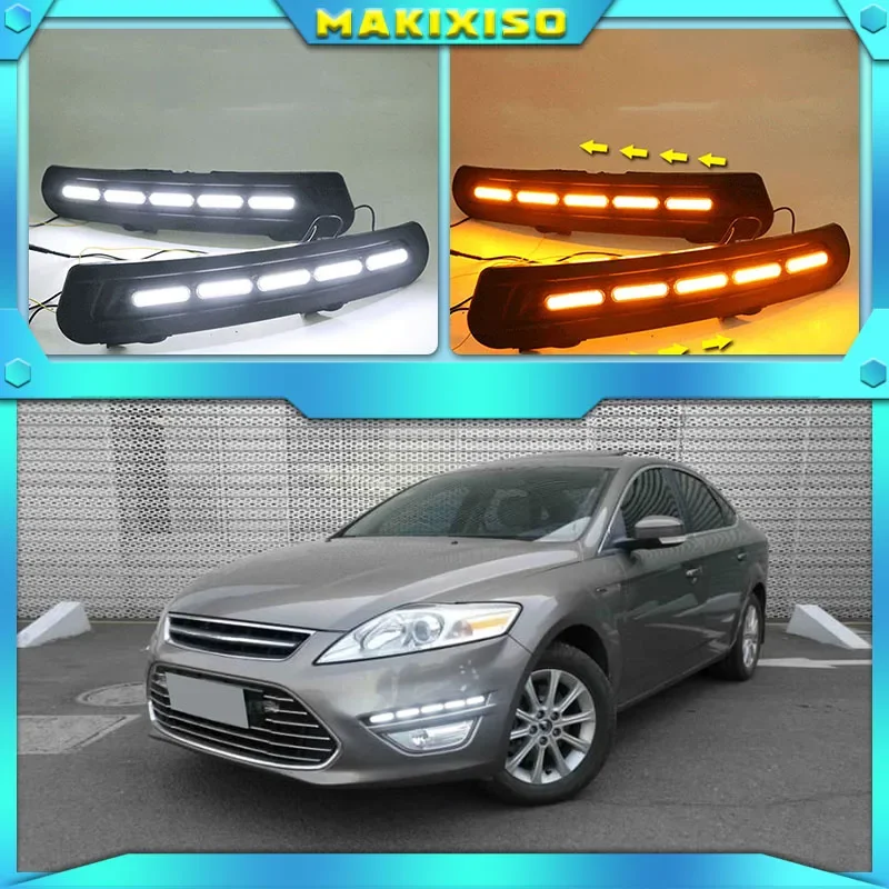 

Светодиодный для Ford Mondeo 2011 2012 2013, дневные ходовые огни DRL, противотуманные фары, 12 В, реле дневного света с желтым сигналом поворота