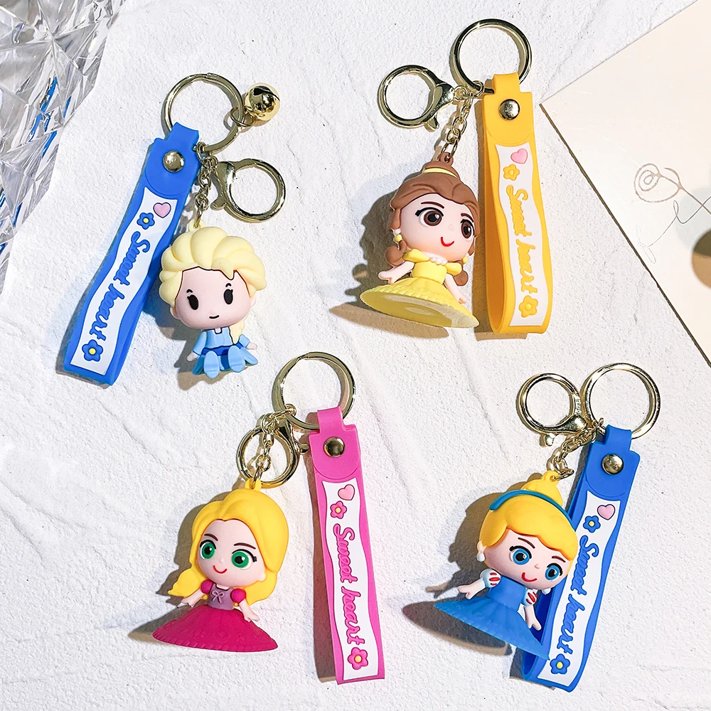 Cute Disney Princess Series Keychain for women Key Ring trinket cartoon Mermaid Princess car Key Chain girl key Bag pendant