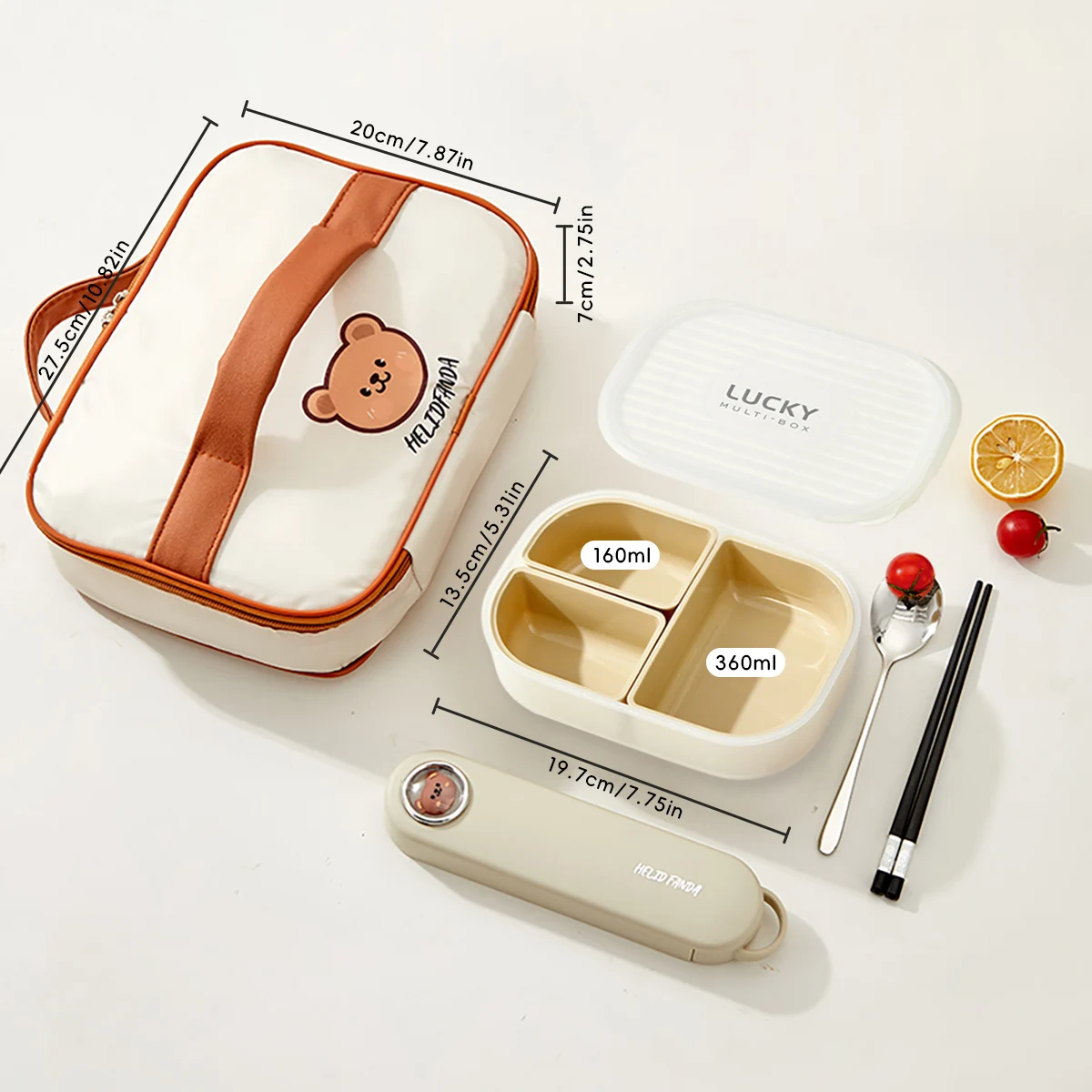 WORTHBUY Outdoor draagbare verzegelde verdeelde voedselcontainer Afneembare 3-roosters Plastic lunchbox voor kinderen Student Magnetronbestendig