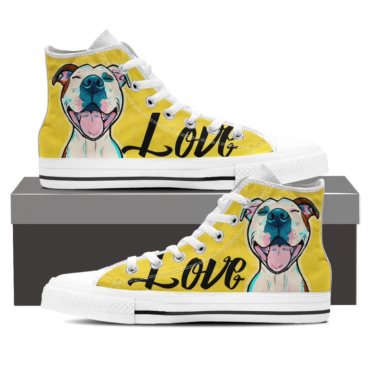 New High Top Canvas Shoes Casual Outdoor Walking Bulldog Shoes Anime Light Wild Student Vulcanized Sneakers