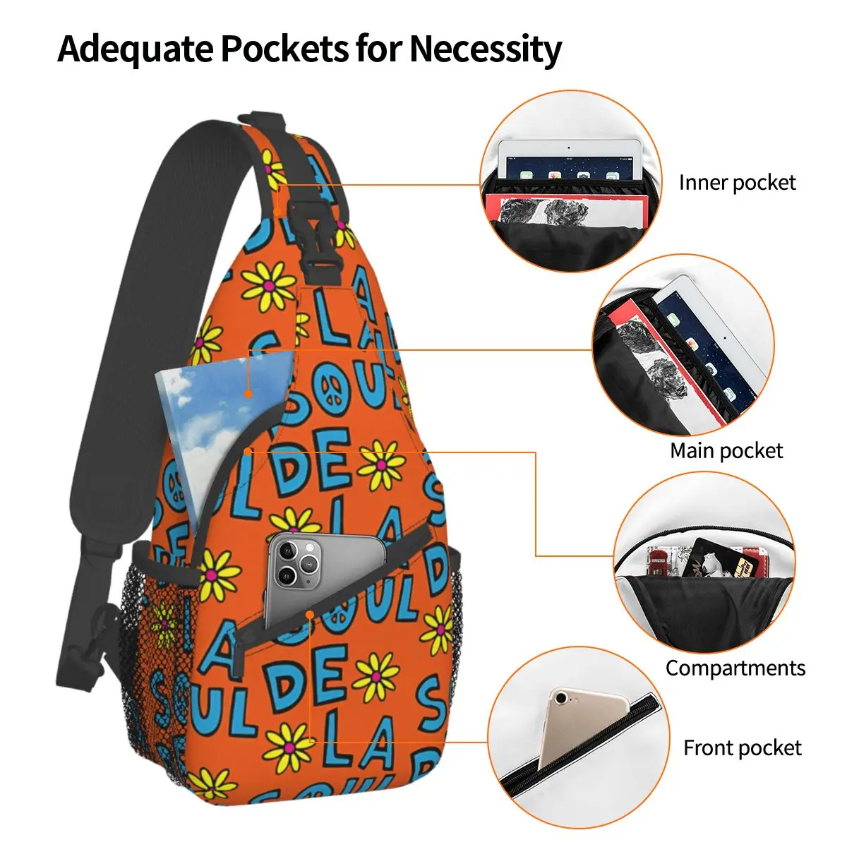 It's A Daisy Age Crossbody Chest Bags Graffiti Style Art Pockets Travel Pack Messenger Sports Teens Shoulder Bag Unisex