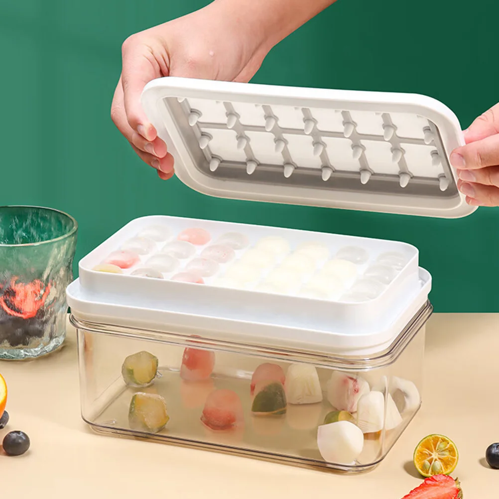 

1Set Press Ice Cube Mold Tray 28-Cave Round Ice Balls Maker for Freezer Large Capacity Quick Release Reusable Tray