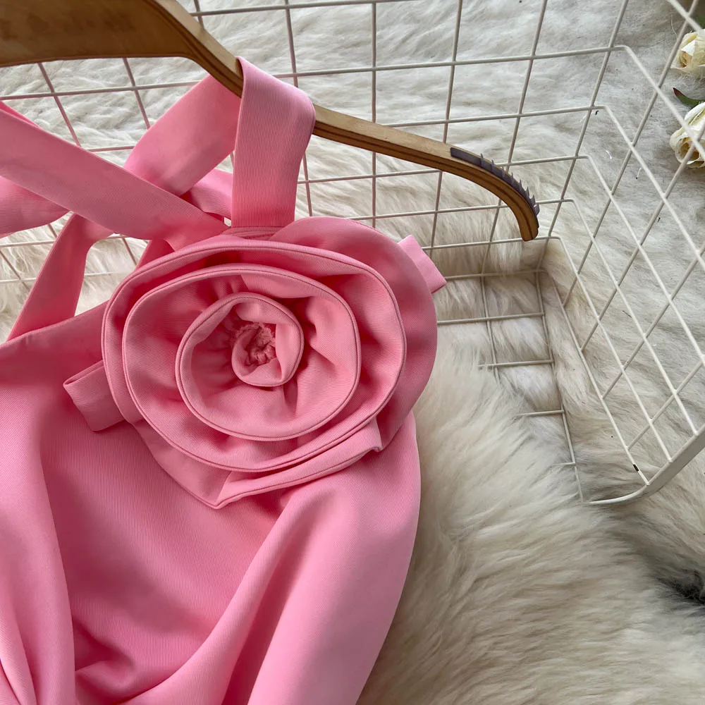 فستان مثير أنيق بدون أكمام للحفلات ثلاثي الأبعاد للنساء فساتين حفلات السهرة الكورية #5