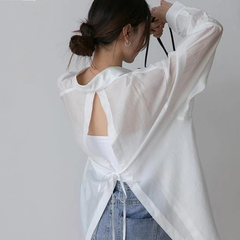 Various Colors Shirts Women Sun Protection Casual Bandage Design Fashion Unique Thin Summer Loose Korean Style Female Charming