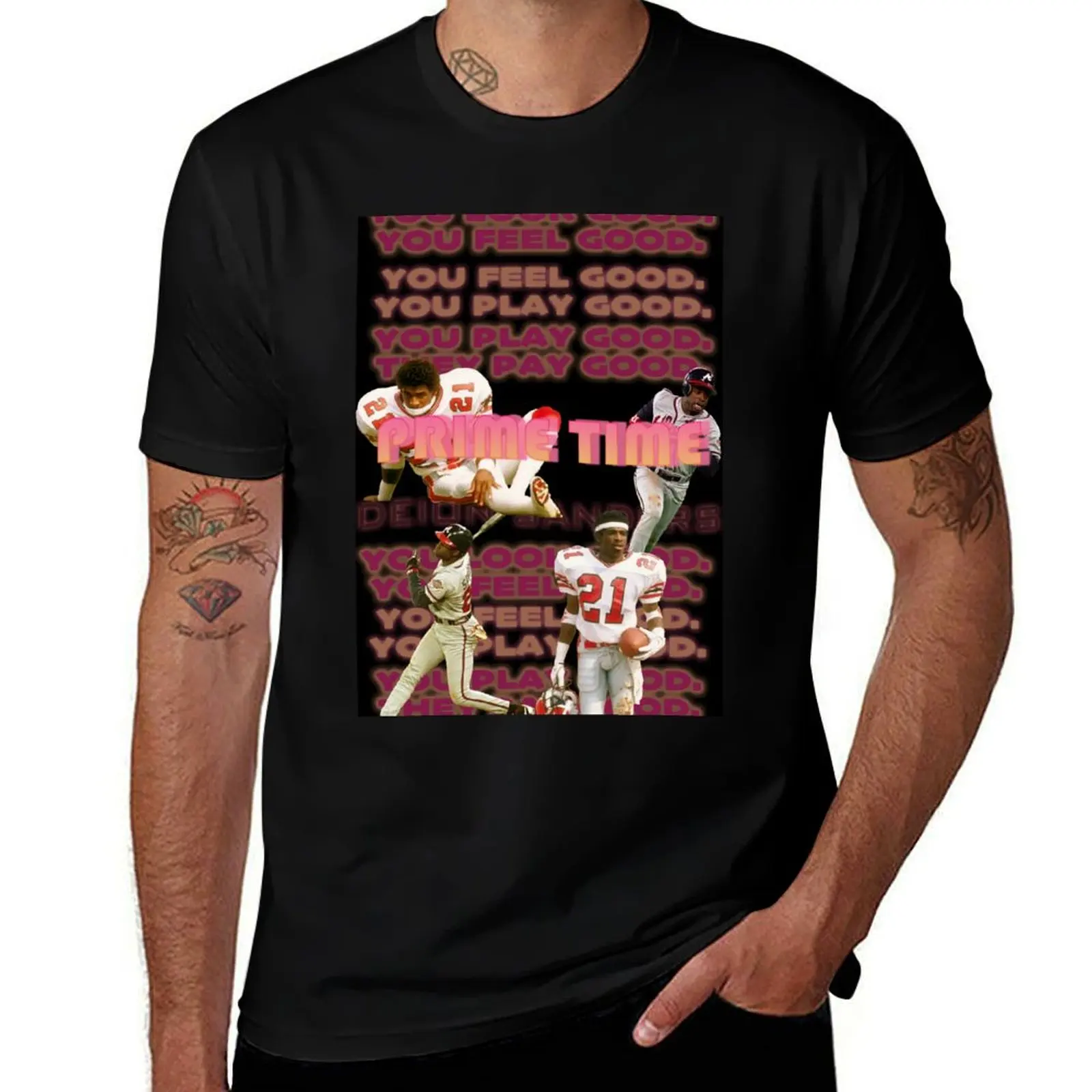 prime time deion sanders T-Shirt Large Size Casual Short Sleeve Top T-Shirt