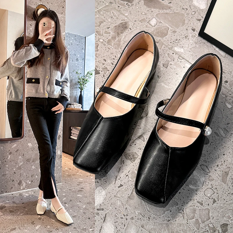 

2025 Women's Leather Flat Shoes for Spring and Autumn New Fashionable Design Multifunctional Casual Women's Shoes