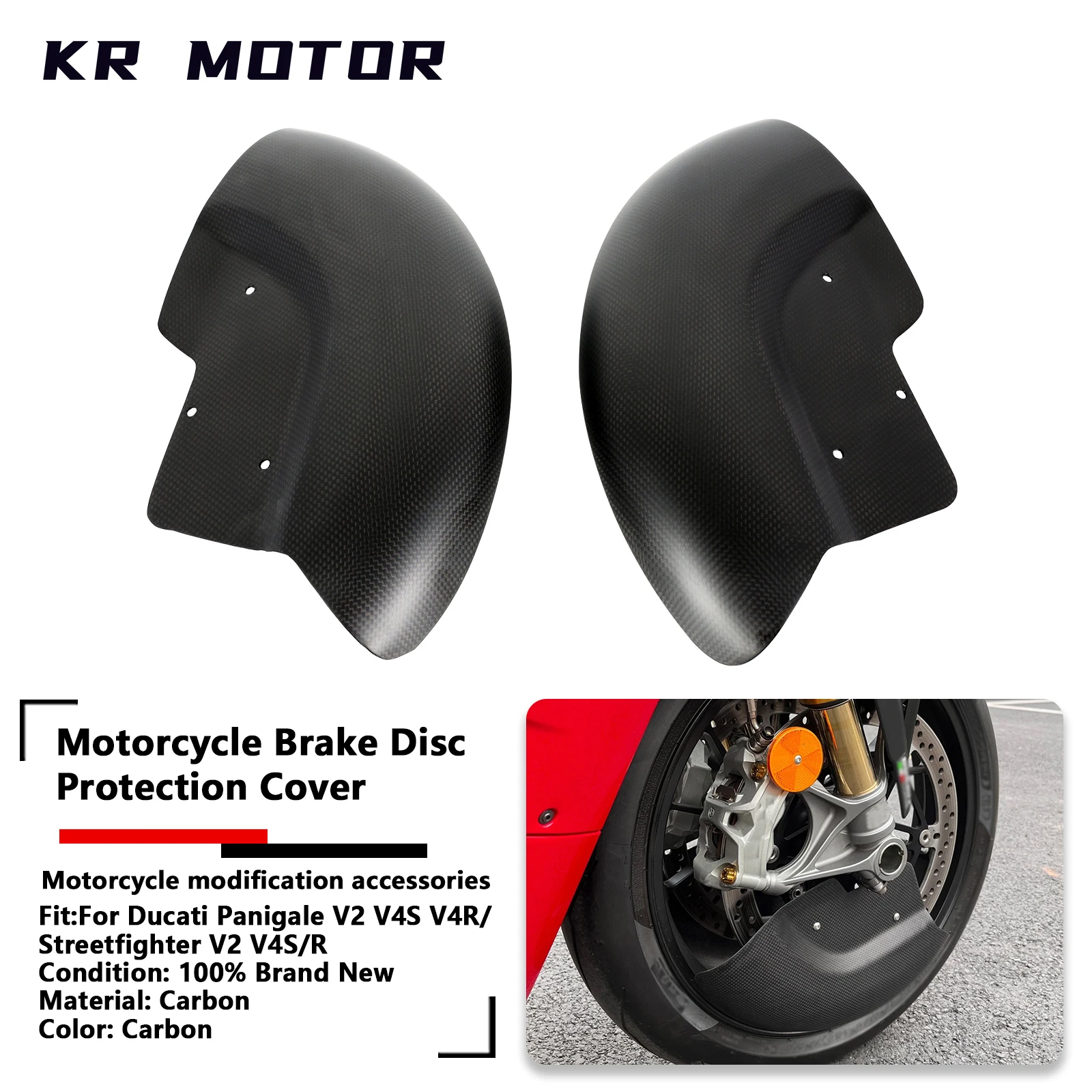 

Fits For Ducati Panigale V2 V4S V4R/Streetfighter V2 V4S/R 2018-2024 Motorcycle Carbon Brake Disc Protection Cover Kit Brake