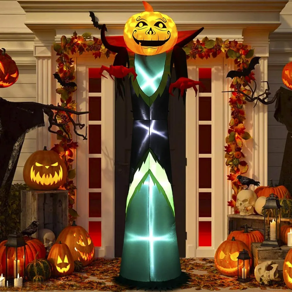 

Halloween Inflatable Pumpkin Reaper with Rotating Lights, Blow Up Yard Decoration for Halloween Party, Holiday, Garden, Lawn