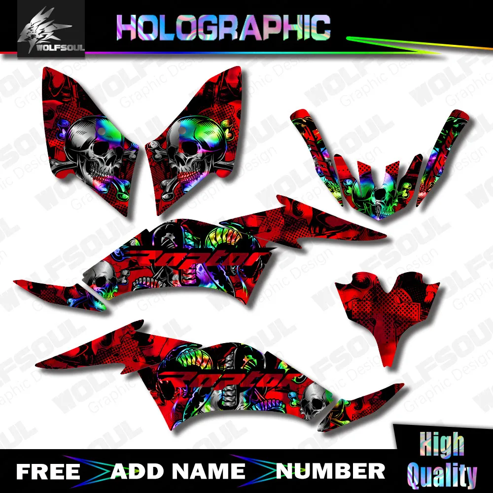 Motorcycle Holographic Background Graphics Sticker Decals Kit For Yamaha Raptor 125 250 ATV 2008 2009 2010 2011 2012 2013 Custom