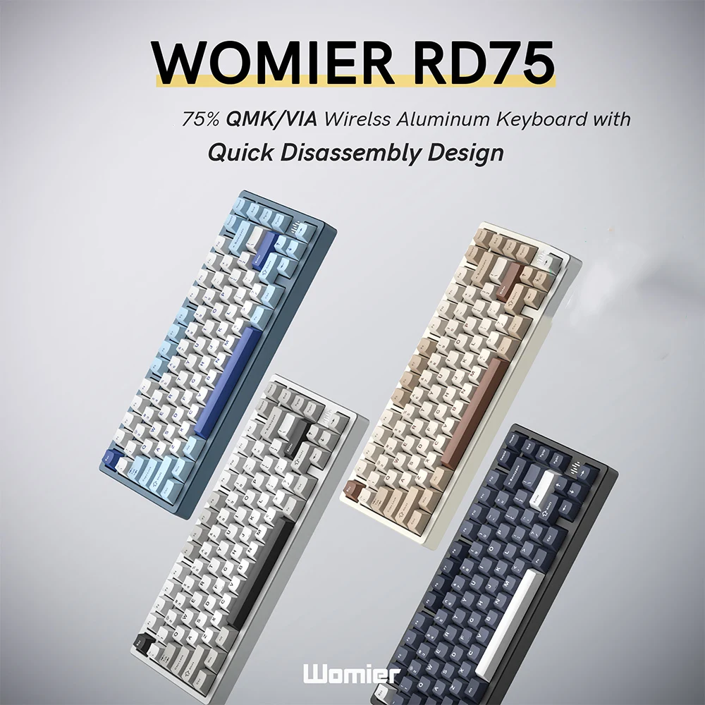 Womier RD75 Pro アルミニウムメカニカルキーボード 3モード 75% QMK