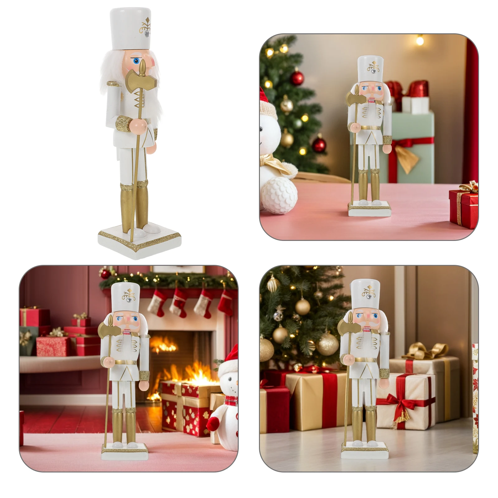 

25 Cm Christmas Nutcracker Soldier Festive Wooden Decoration for Table Mantel Shelf Fireplace Holiday Party Supplies