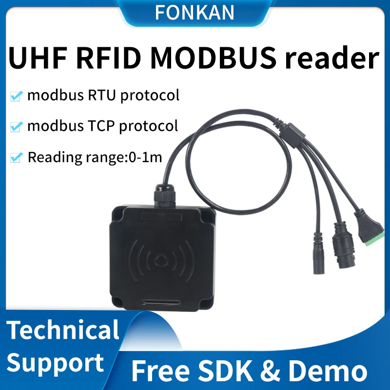 UHF RFID Industrial Reader Modbus PLC Protocol Card Reader RS485 TCP/IP Long Distance Integrated Reading Access control reader