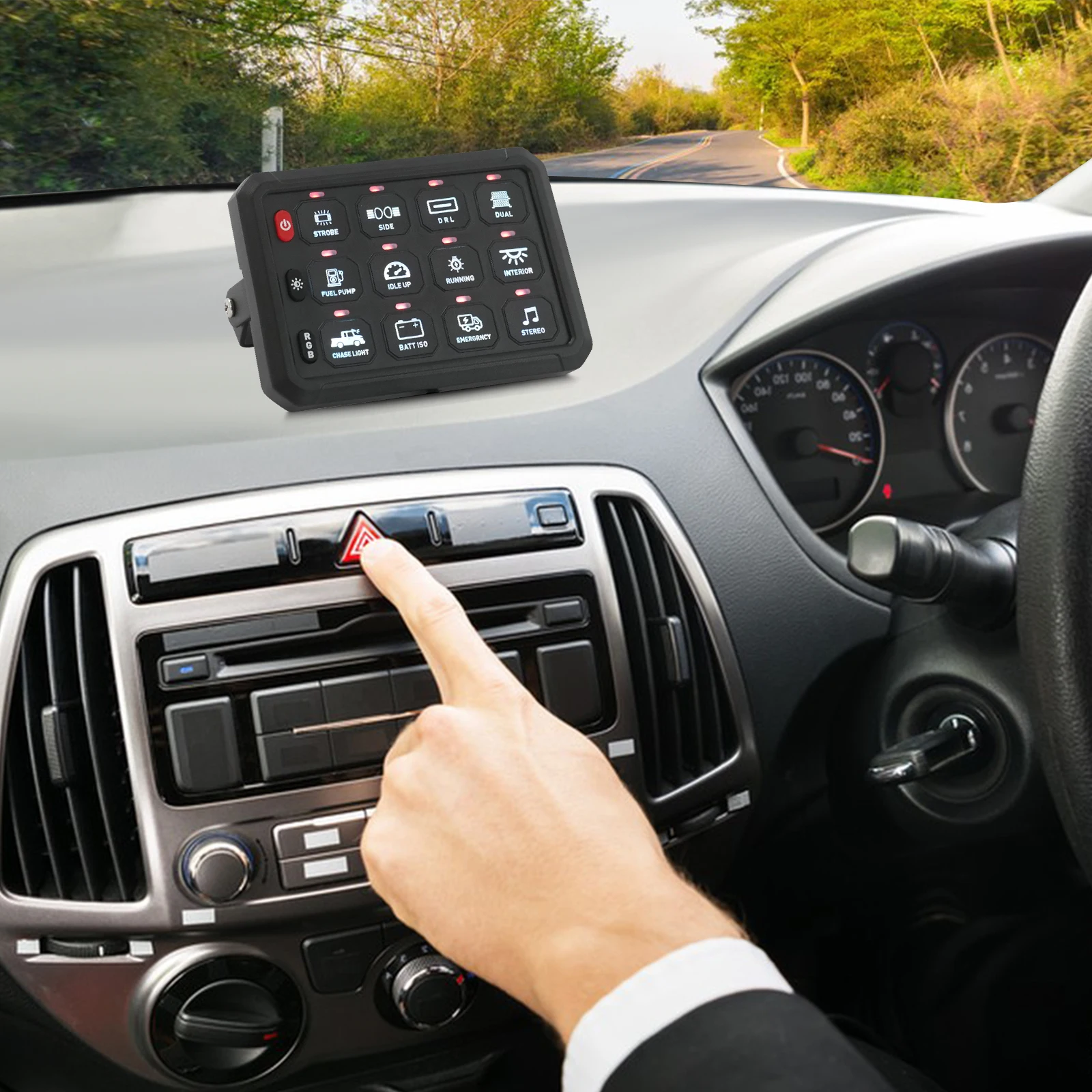 

12-бандовая панель переключателей с управлением через приложение 12 В 24 В Регулируемая яркость и цвета света IP65 Водонепроницаемая скорость для грузовика Автомобиль Лодка