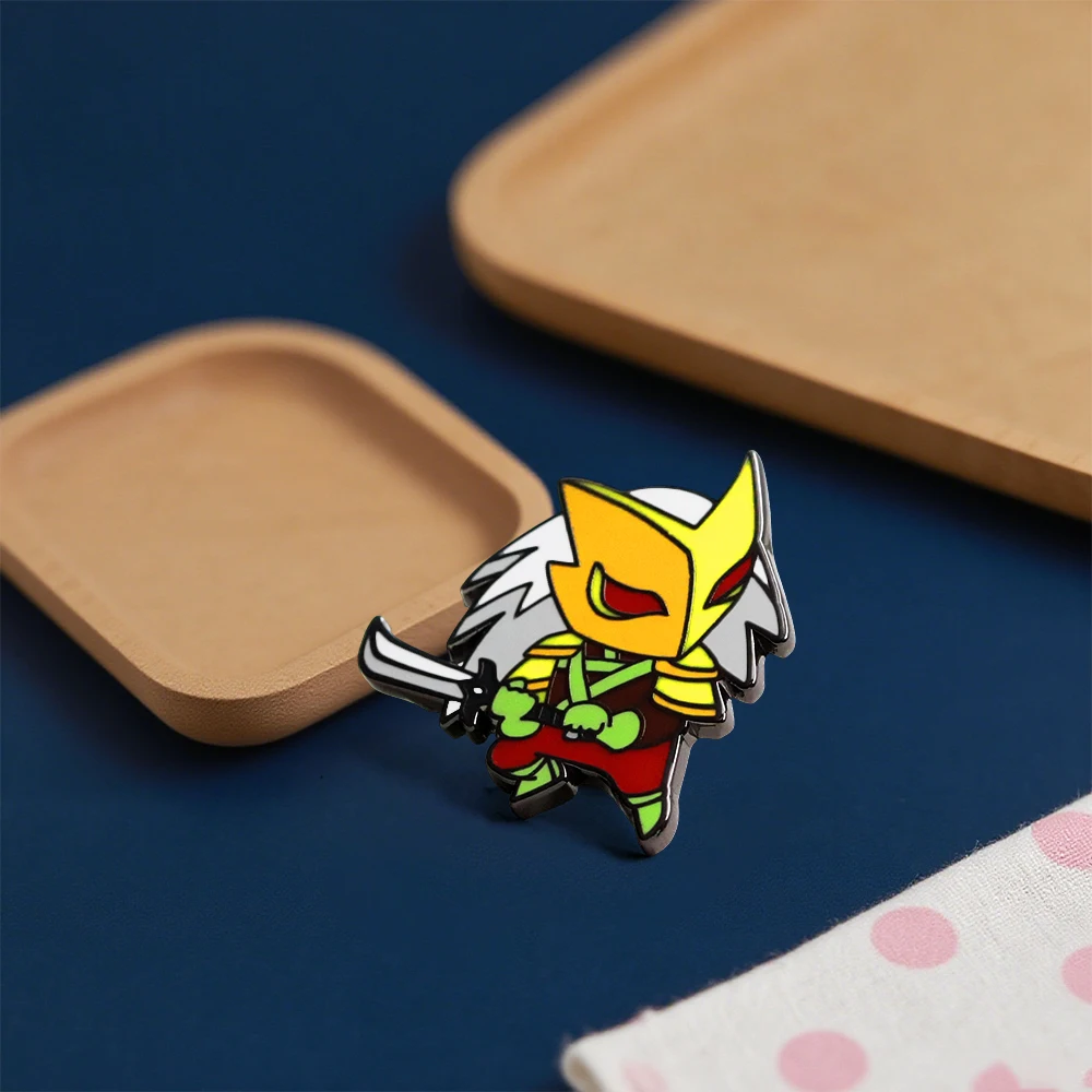 Retro-Stil Goldhelm-Krieger-Brosche „Slay The Spire“ Krieger-Abzeichen Q-Version Held mit Schwert Emaille-Pin Spiel-Peripherie – Detail 5
