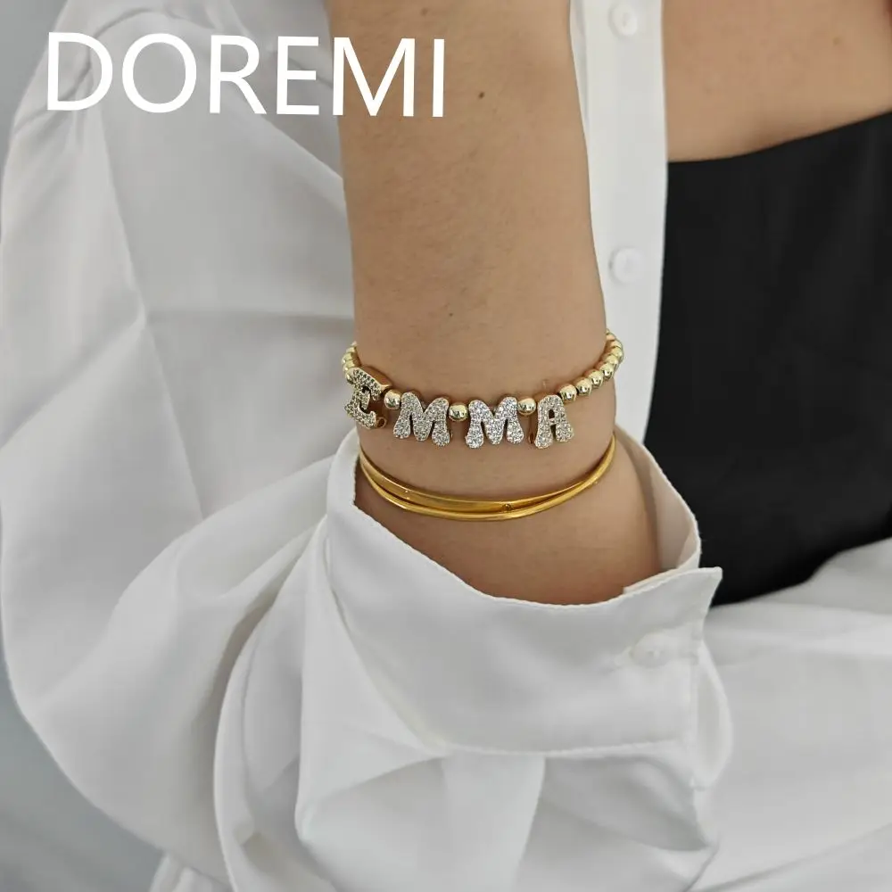 

DOREMI Slide Charms Letters DIY Custom Name Beads Bracelet Women Gift Personalized Jewelry Custom Beads Initial Letter Bracelet