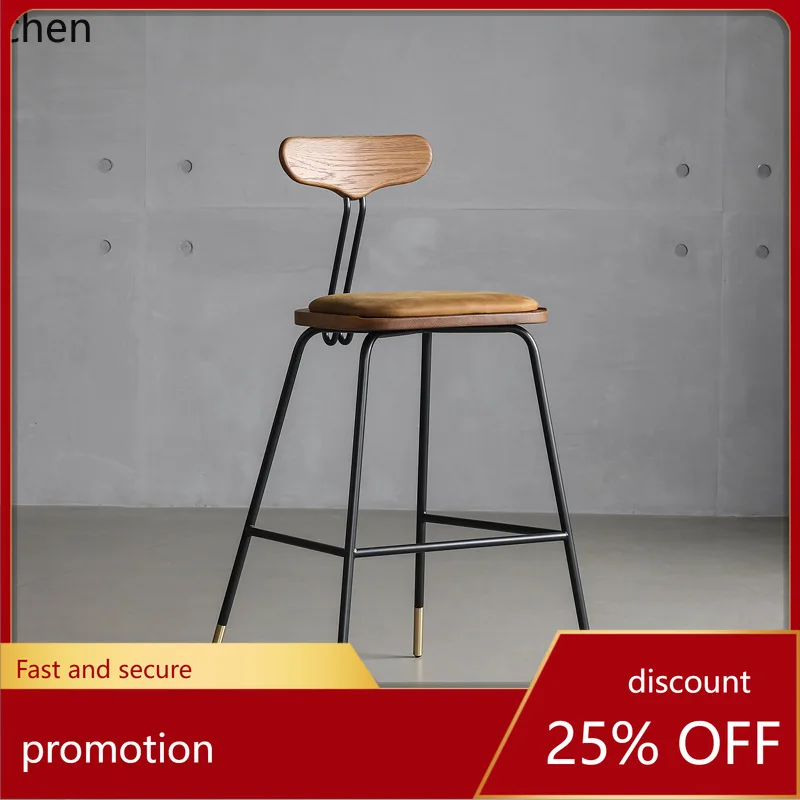 

CZ Minimalist High-Back Bar Chair, Simple Retro Cafe Dining Chair, Bar Iron Art Industrial Style