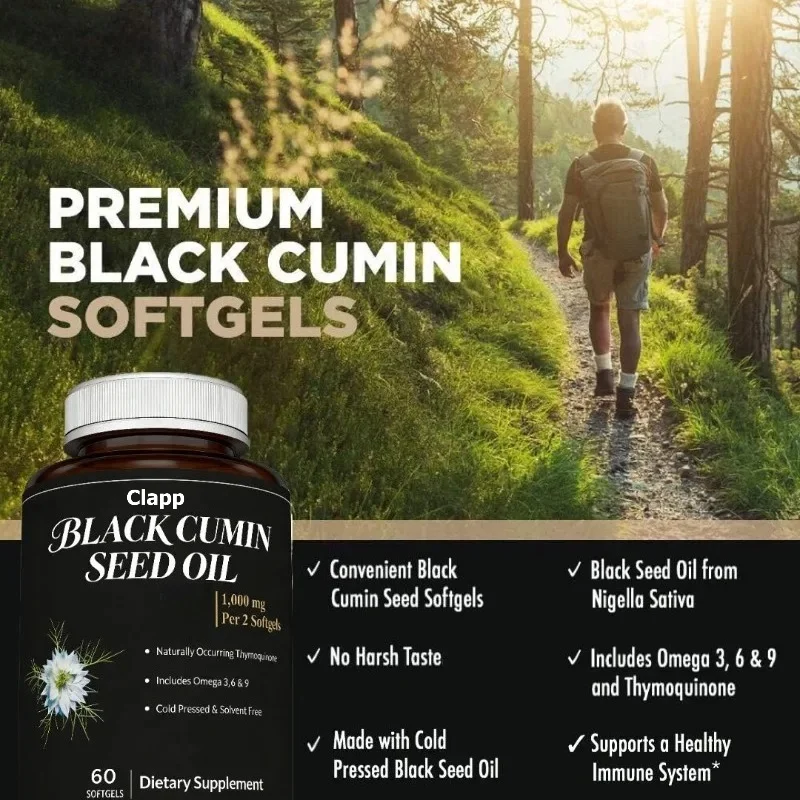 High Quality Black Cumin Seed Oil Soft Capsules Containing Thymoquinone and Omega -60 Soft Capsules Per 1000mg Black Seed Oil
