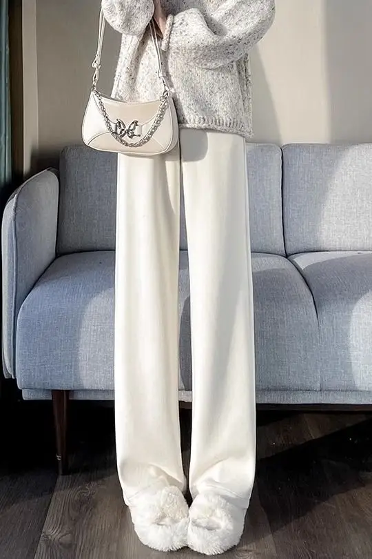 سراويل واسعة الساق للنساء لربيع وخريف 2026 سراويل رياضية جديدة عالية الخصر للتخسيس على الطراز المدرسي #4