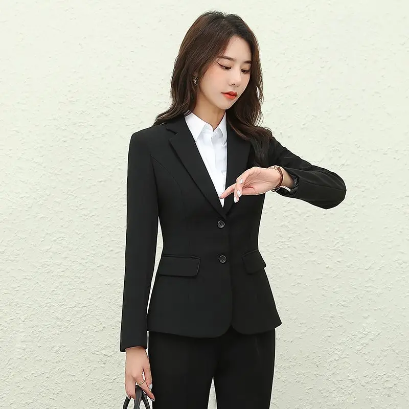 بدلة نسائية بقصة ضيقة طويلة Sve Jaet ملابس عمل للمقابلة المهنية ملابس خارجية رسمية لربيع الخريف #1