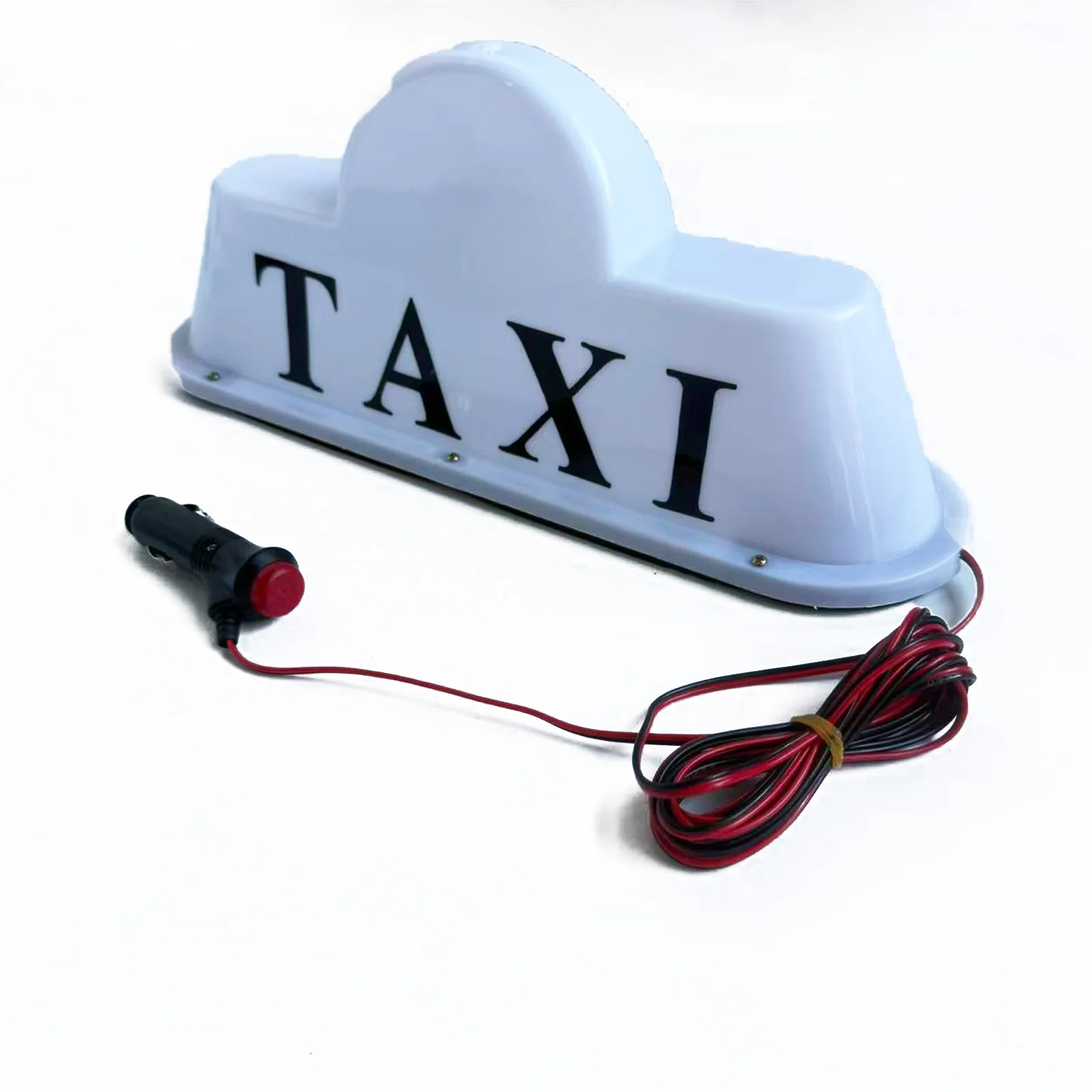 White Large 12V LED Taxi Sign Light Magnetic Waterproof Taxi Cab Roof Top Illuminated Sign with 3-Meter Power Line