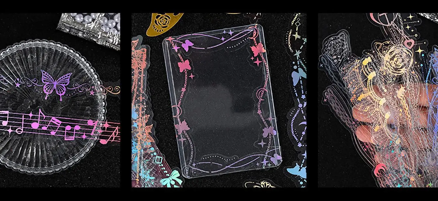 30 Sheets Korean Style Deco Sticker Pack - Cute & Stylish Holographic Foil Stamping Sticker for Kpop Toploader, Journals & More