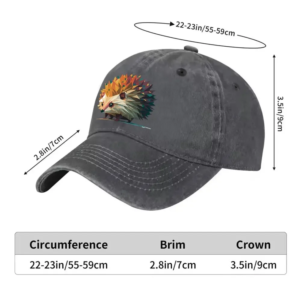1pc Hedgehog Print Washed Duckbill Cap - Adjustable Unisex Baseball Hat Suitable for Outdoor Sports, Casual Wear, Machine Washab