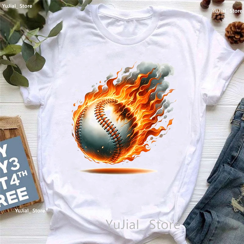 Colorful Baseball Printed T Shirt Women'S Clothing Funny White Tshirt Femme Harajuku Shirt Summer Fashion T-Shirt Female