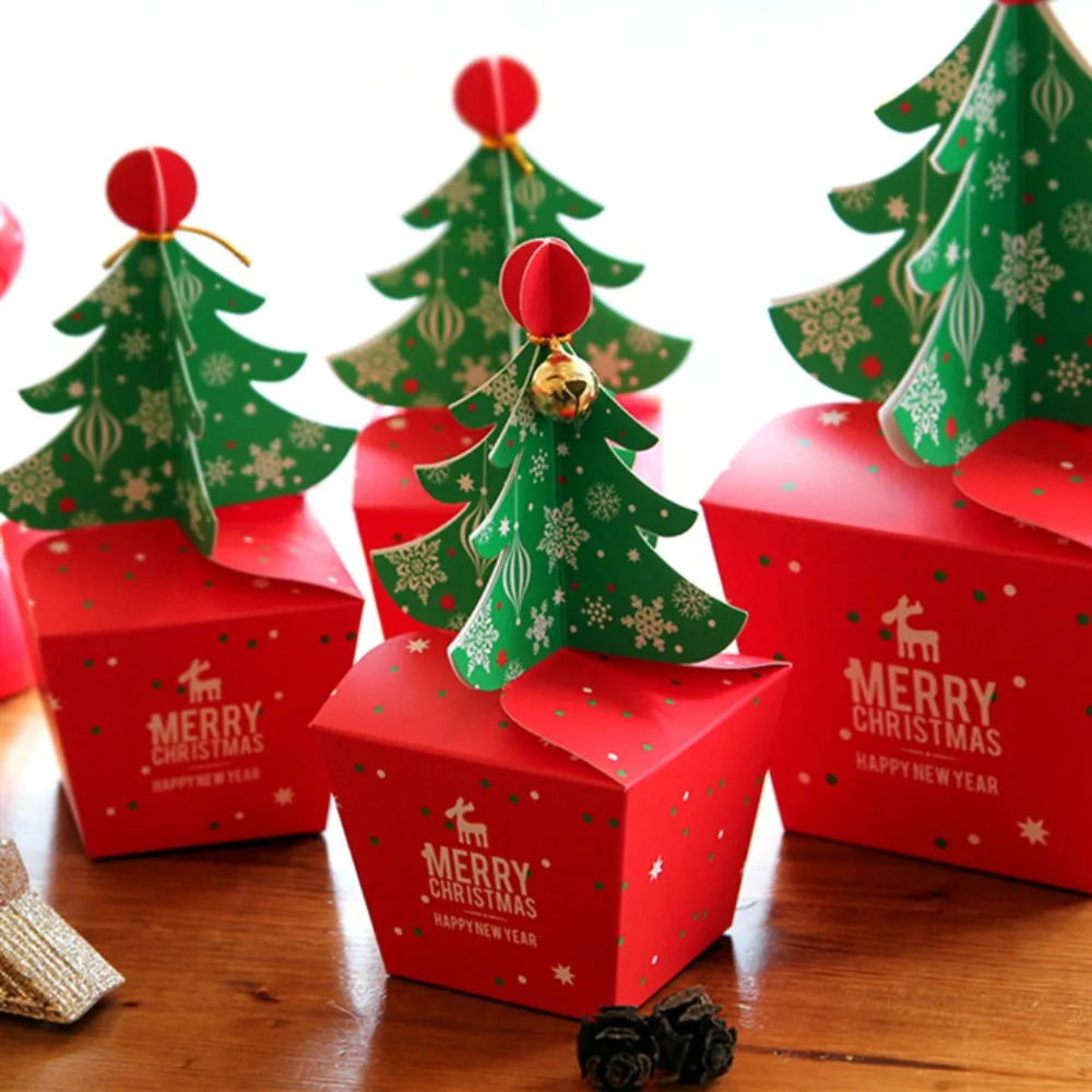 10 Pcs Paper Christmas Tree Candy Box Large Capacity Good Load-bearing Christmas Gift Box DIY Eco-friendly Gift Packaging Box