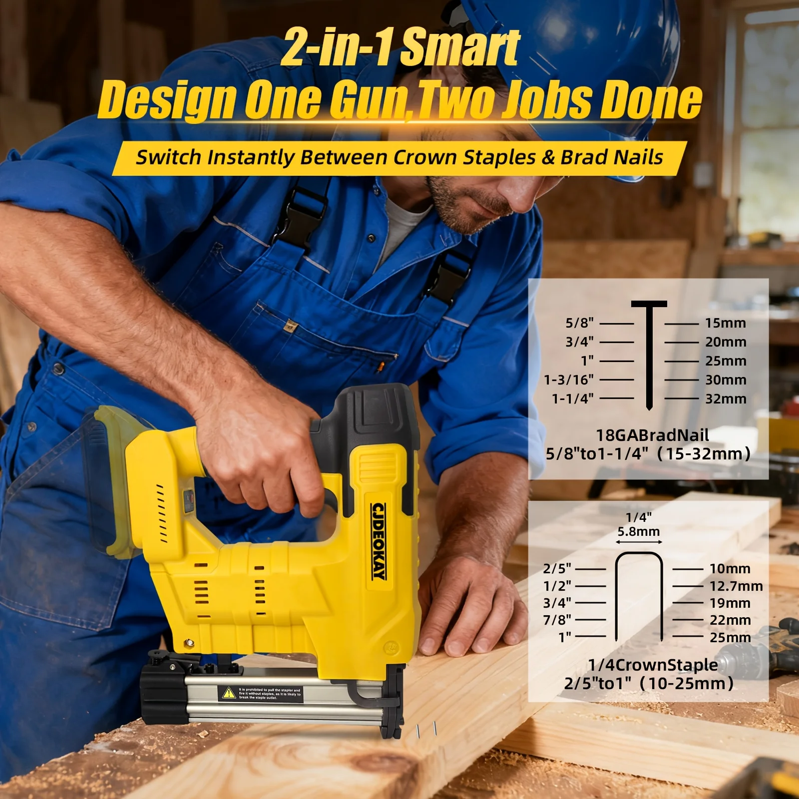 2-in-1 Cordless Brad Nailer & Staple Gun | Brushless Motor | Works with Standard 20V Batteries | Drives 1-1/4″ Brads & 1″ Staple - view 4