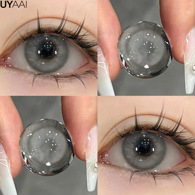 UYAAI 1 Pair Color Contact Lenses Blue Eye Color Lenses Green Colored Lens Disposable Korean Fashion Lenses with Diopters