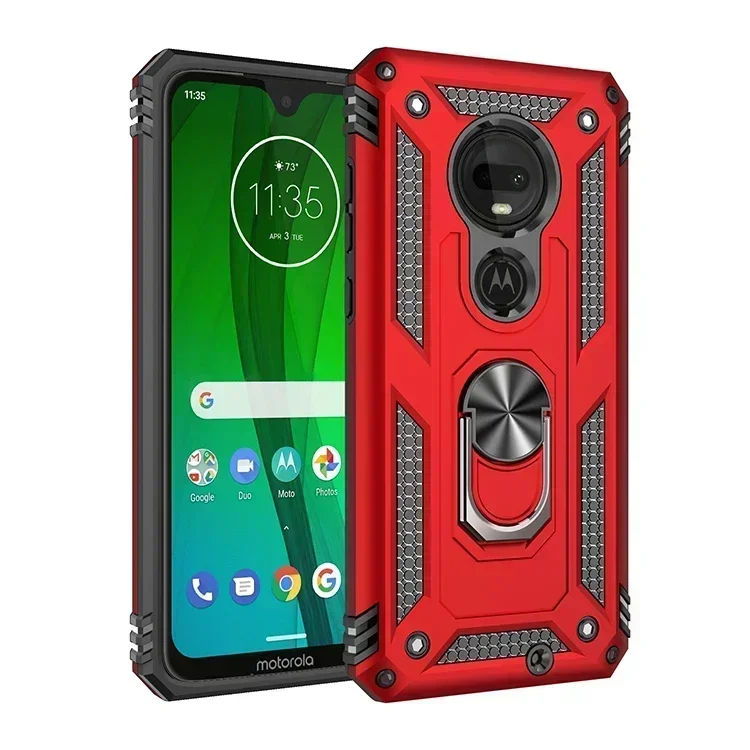 for Motorola Moto G7 Plus Armor Shockproof Case for Moto G7 Plus G 7+ 7plus Military Protective Car Holder Magnet Case Cover