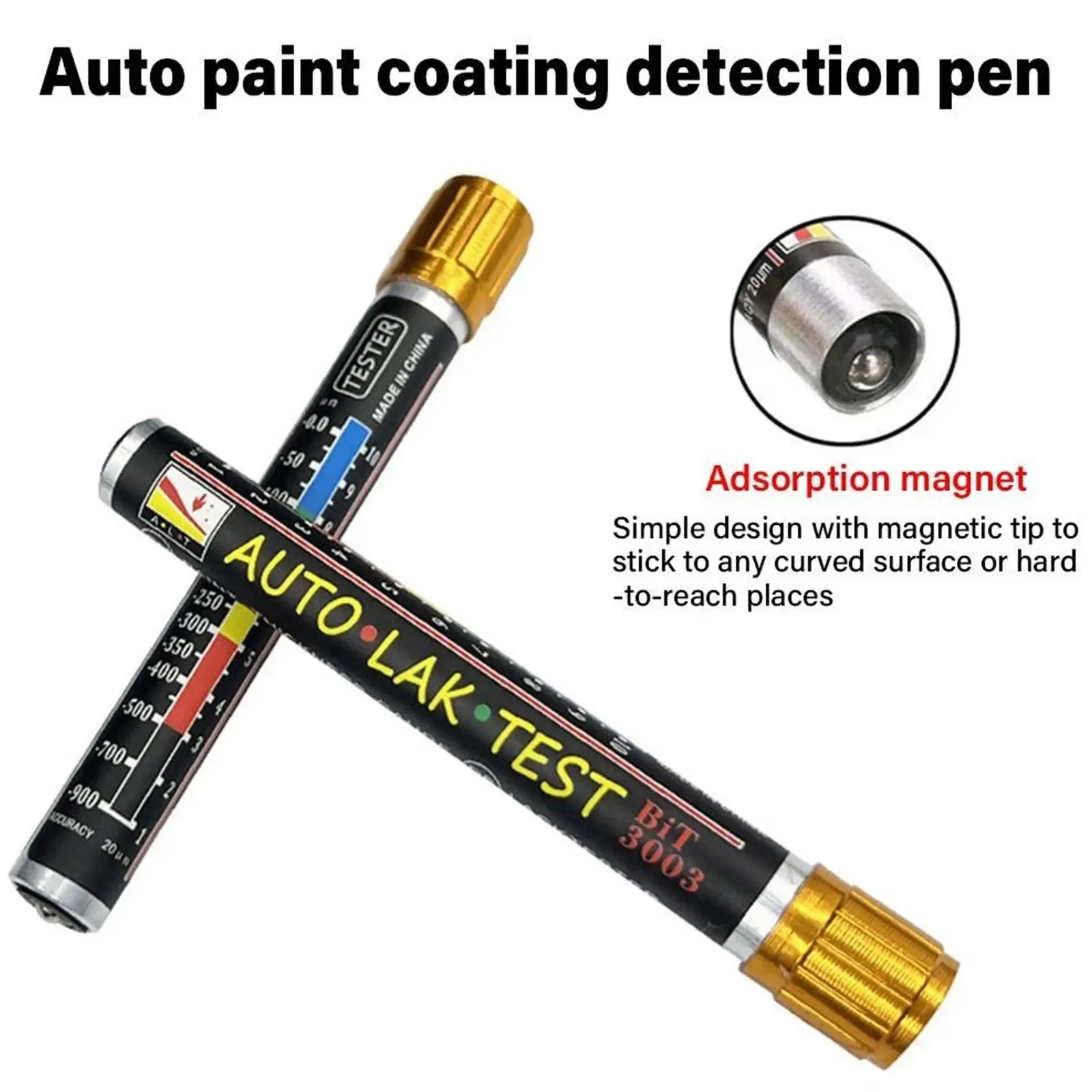 Car Paint Test Thickness Tester Pen With Magnetic Tip Scale Indicator LCD Backlight Display Digital Crash Check Test  For Car