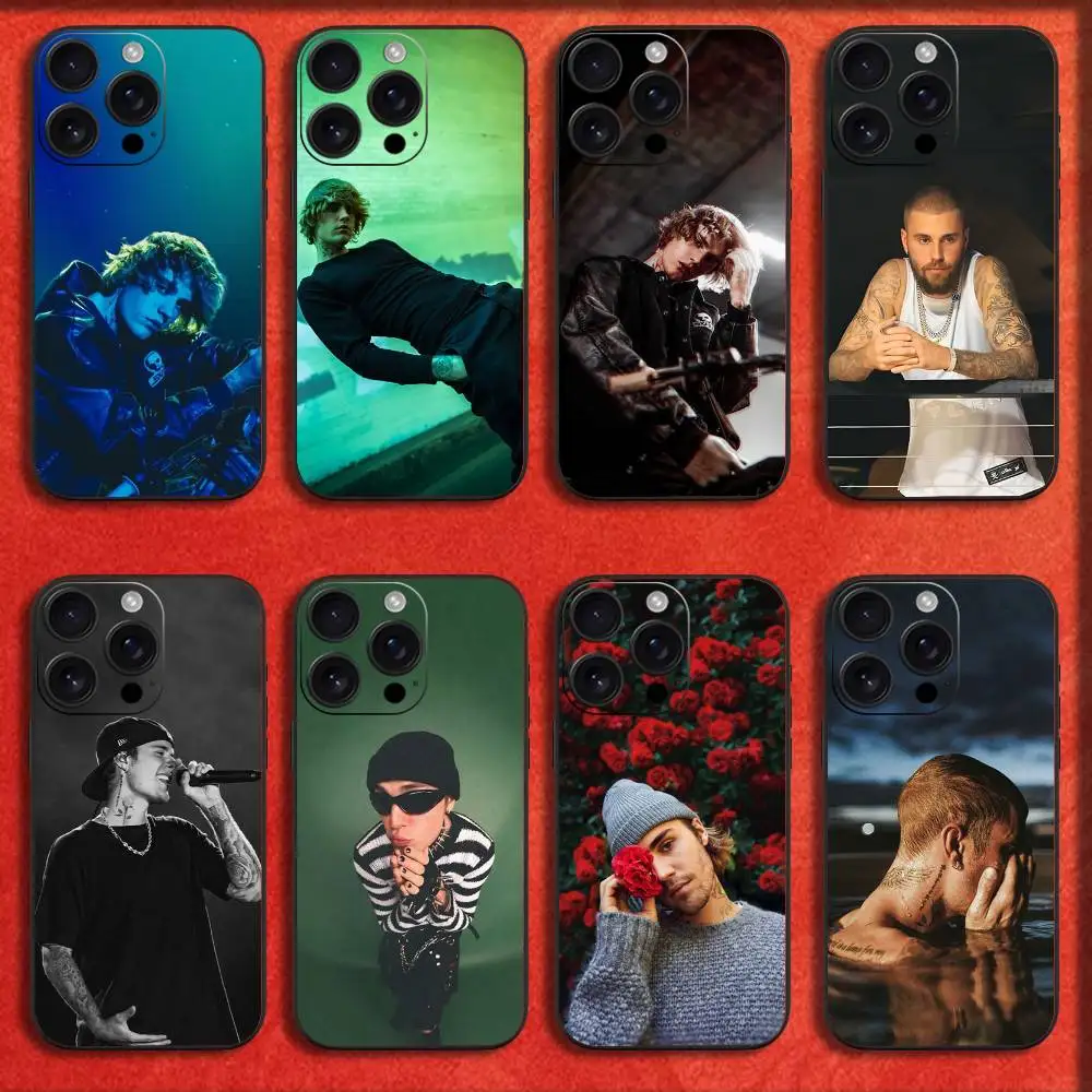

J-Justin Singer B-Bieber Phone Case For iPhone 17,16,15,14,13,12,11,Pro,Max,Plus,E,SE4,Air,Mini Black Cover