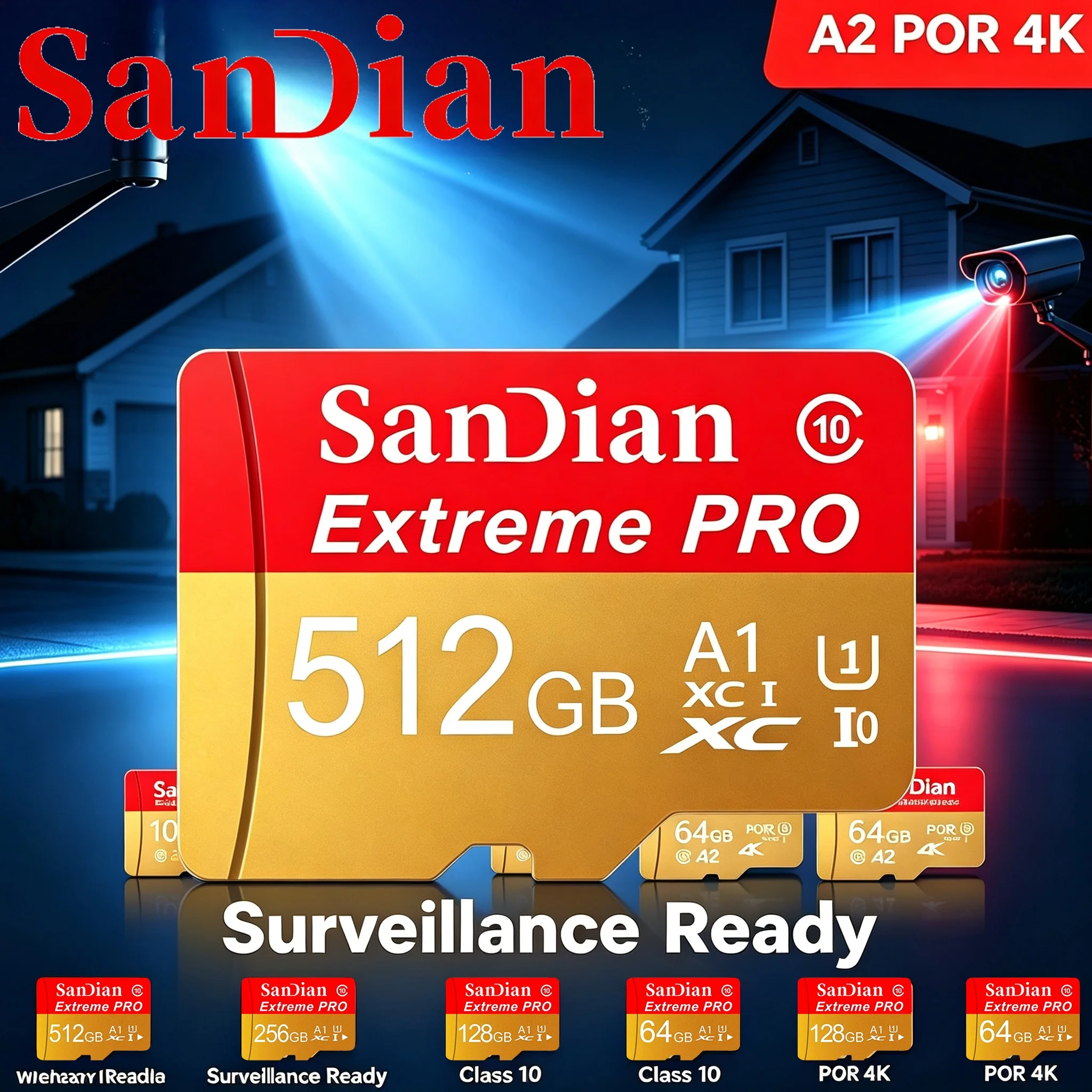 Top Micro TF SD Card 128GB SD Cards 32GB TF Cards 512GB Memory Card 4K for Surveillance/Dash Cam/Smartphone/E-Reader/Dashcam