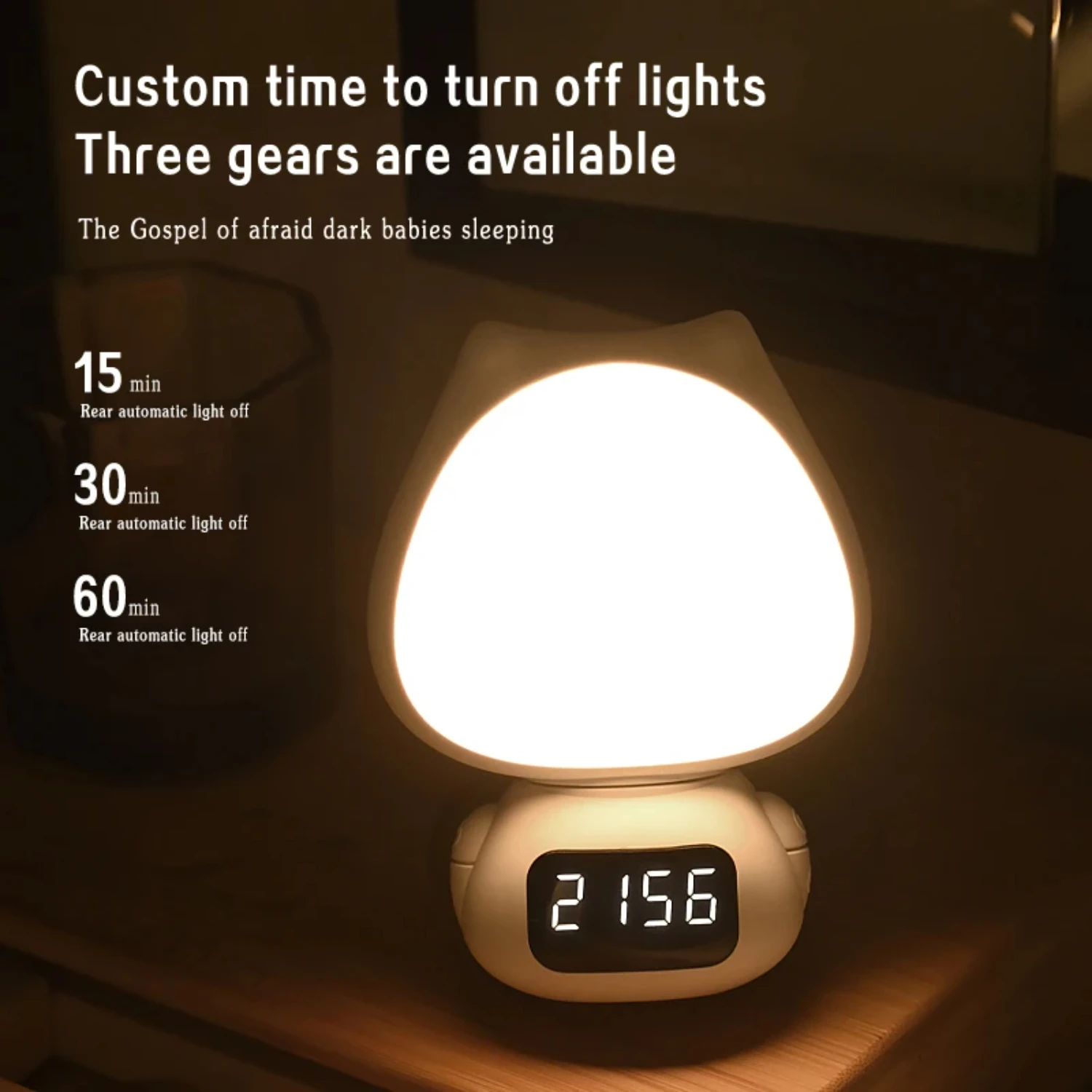 Mini LED Digital Table Clock Cute Child Multifunctional 3Color Night Light Stepless Dimming Bedroom Bedside Lamp For Home Living