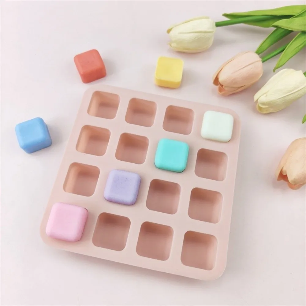 Nuevo molde de silicona para caramelo, forma cuadrada, 16 cavidades, molde para trufas de Chocolate, rosa, fácil desmoldar, molde para hacer goma para cocina