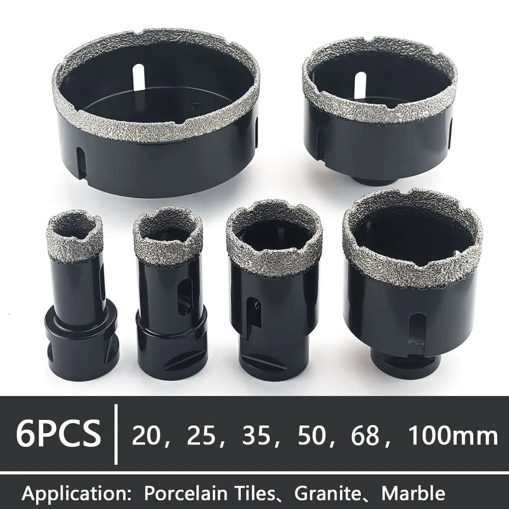 6pcs 20-100mm m14 Gewinde Diamant Trocken bohrer Bohrkern bohrer Set Porzellan fliesen Kronen Granit Marmor Lochs äge Werkzeuge