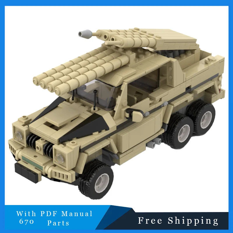 Véhicule tout-terrain de guerre jaune, blocs de construction modulaires, modèle pour éducation des enfants, jouet d'assemblage à monter soi-même, cadeaux de noël et d'anniversaire, 670 pièces