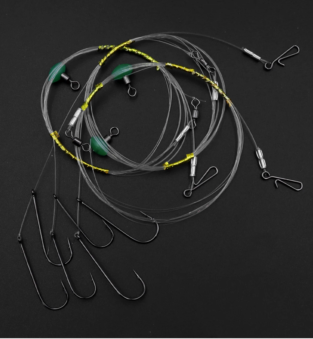 ZYZHE 1/3/5 Stück Meeresfischerei-Rollenrigs mit Doppelhaken, vorgebundene Angelrigs für Strand- und Uferfischerei auf Flunder, Whiting, Barsch – Detail 8