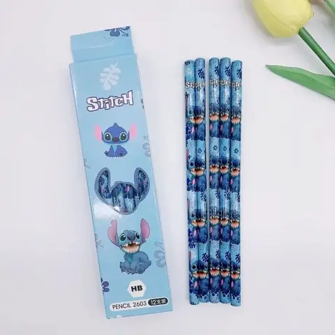 12 Disney Stitch pennset träpennor elev skisspenna skrivpenna Lilo & Stitch-serien elevbrevpapper julklapp 8 best sales stygnpennor - №6
