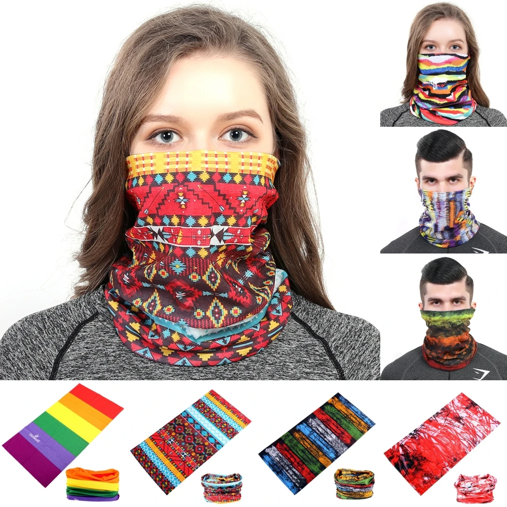 Rainbow Striped Headband Women Men Head Scarf Cycling Bandana Elastic Sun Protection Balaclava Mask Moto Scarf For Neck