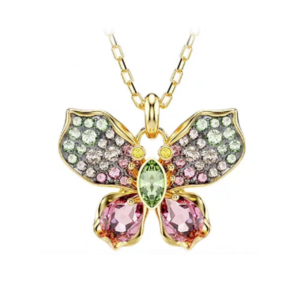 New Colorful Crystal Fashion Versatile Blue Bear Diamond Butterfly Exquisite Romantic Waterdrop shaped Necklace view 3