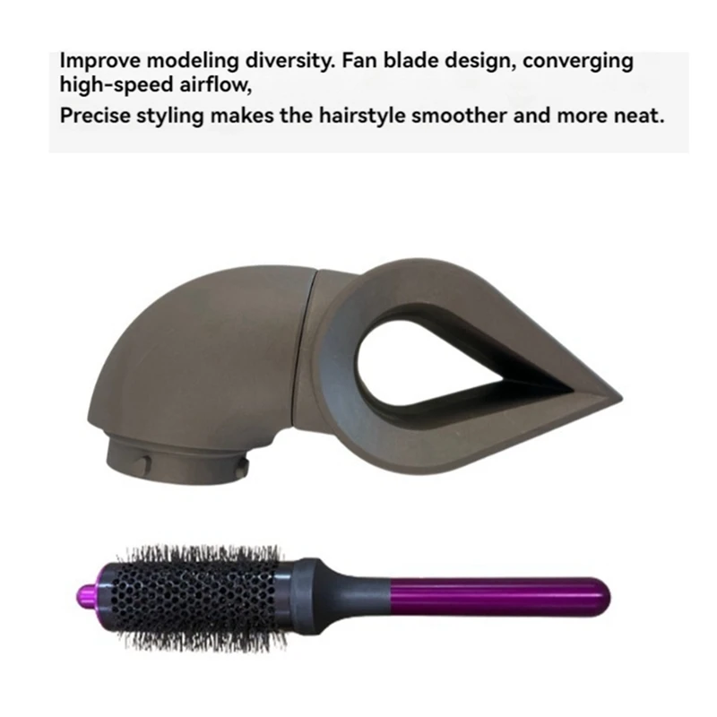 For Dyson Airwrap HD01 HD05 Curling Iron Recision Styling Nozzle+Round Hair Brush Create Inward Outward Curls Hairstyle